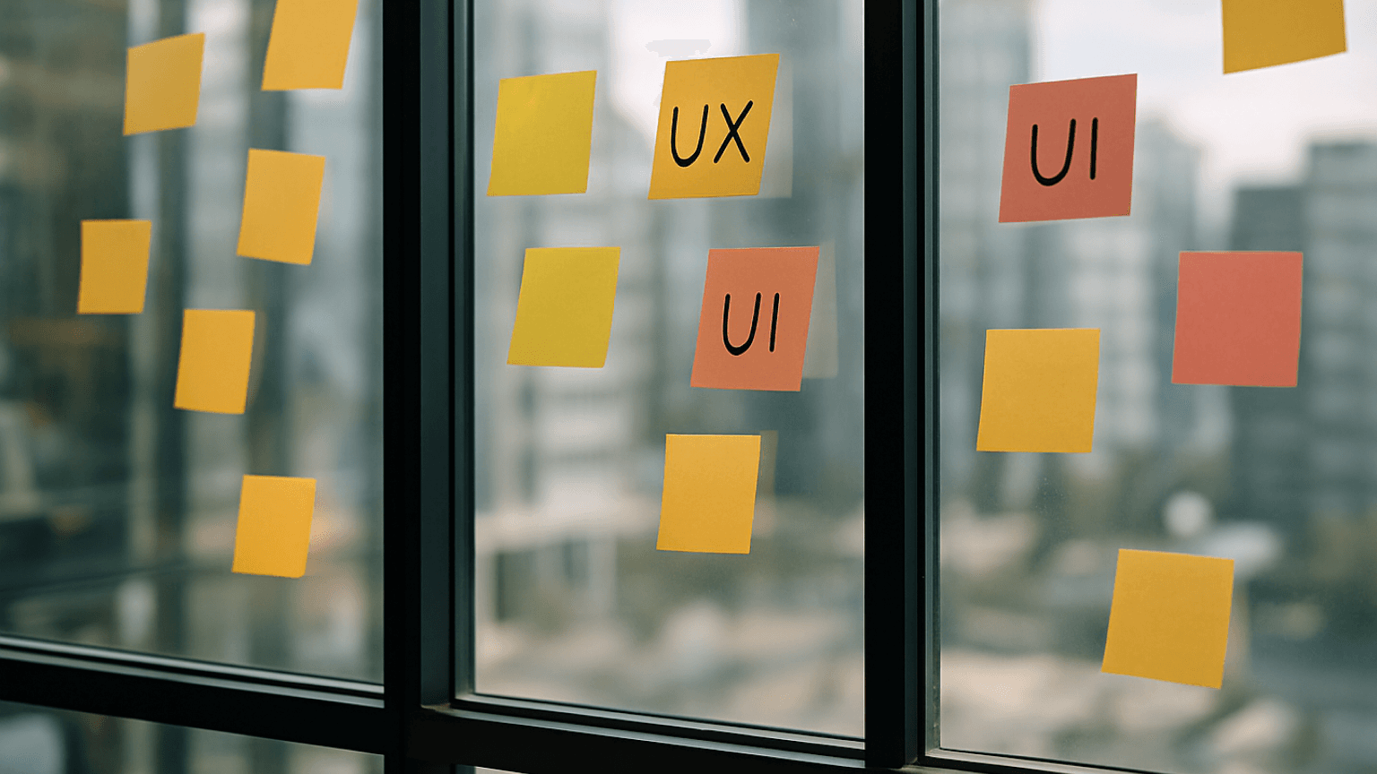 Sticky notes on glass